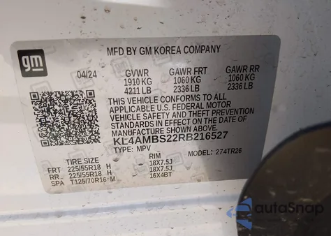 2024 Buick Encore Gx Preferred Fwd из США, поврежденный, VIN KL4AMBS22RB216527